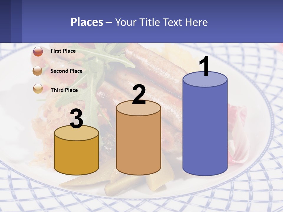 A Plate Of Food With Sausages And Vegetables On It PowerPoint Template