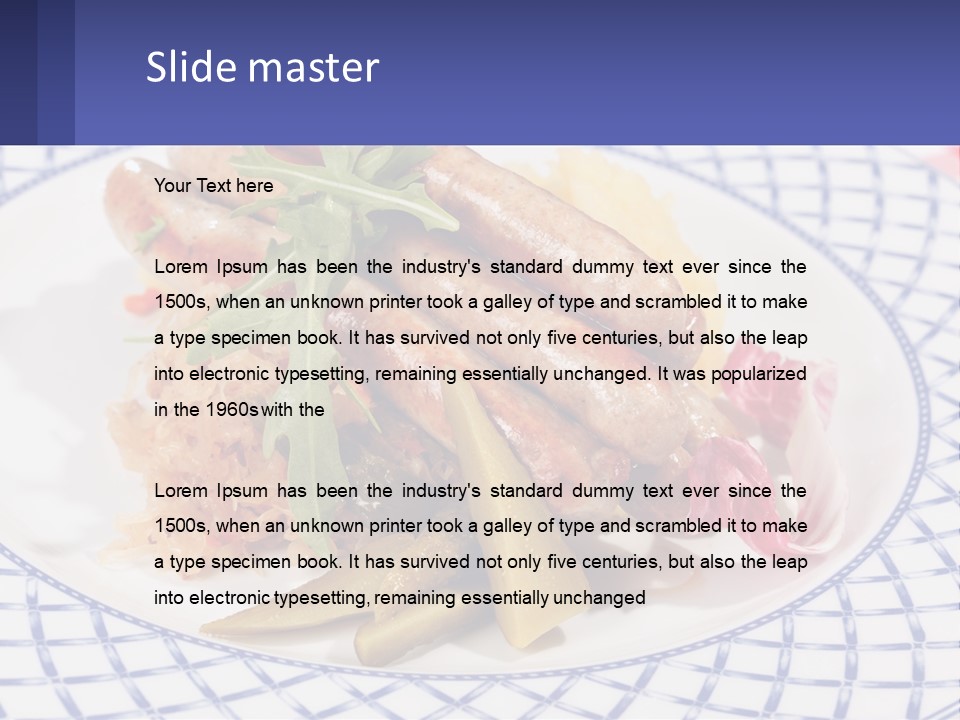 A Plate Of Food With Sausages And Vegetables On It PowerPoint Template