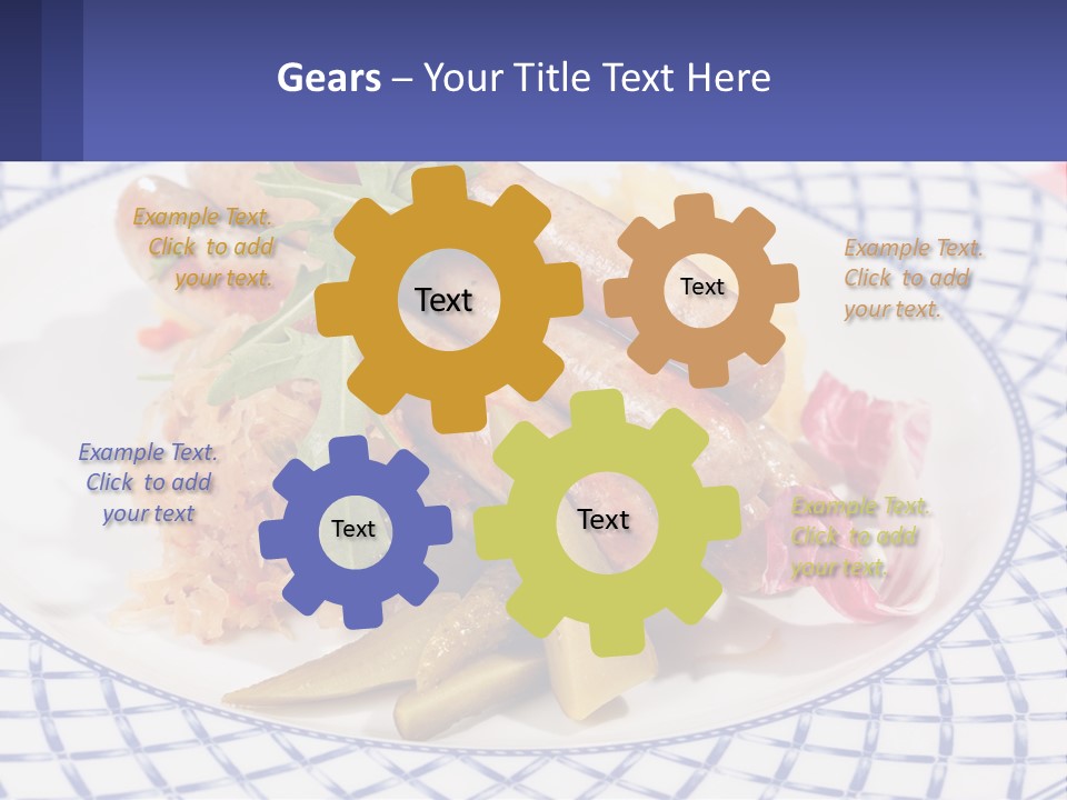 A Plate Of Food With Sausages And Vegetables On It PowerPoint Template