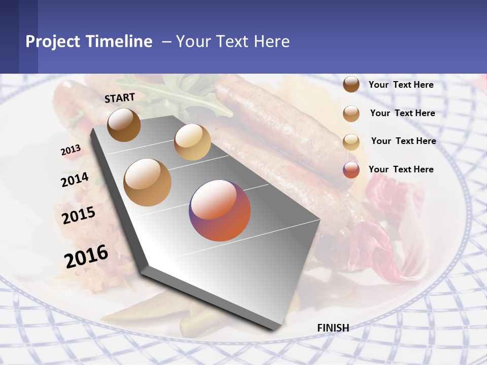 A Plate Of Food With Sausages And Vegetables On It PowerPoint Template