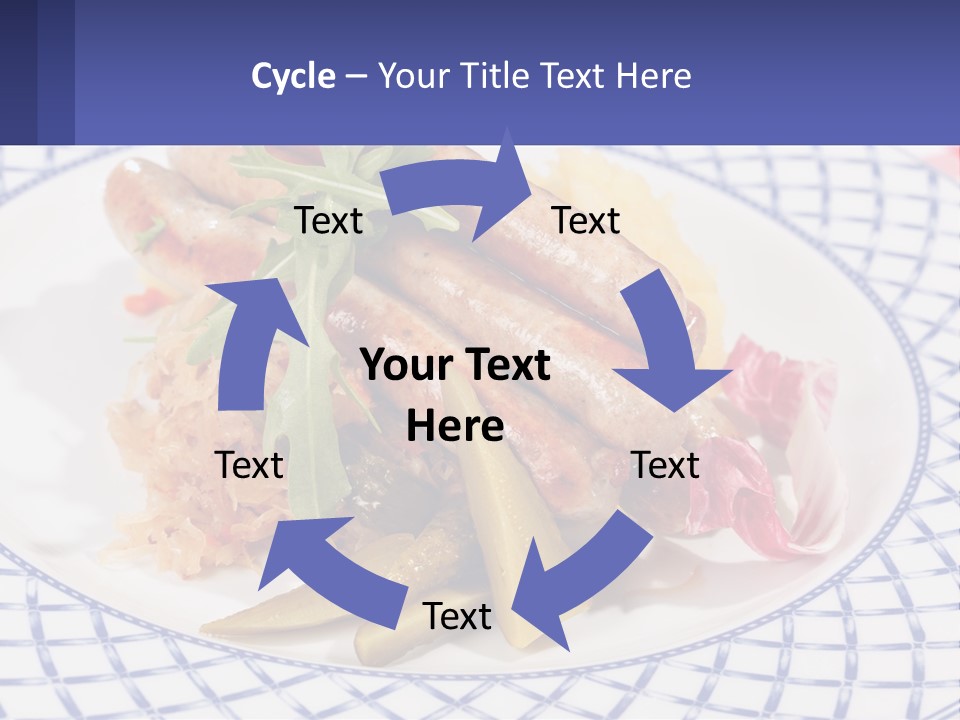 A Plate Of Food With Sausages And Vegetables On It PowerPoint Template