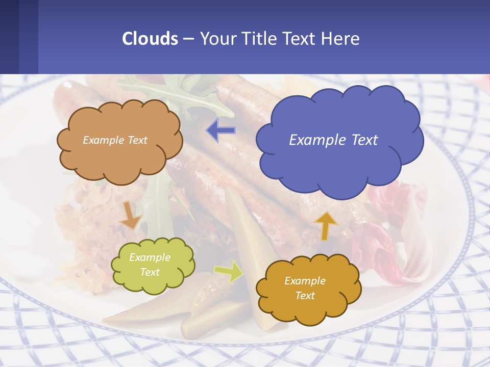 A Plate Of Food With Sausages And Vegetables On It PowerPoint Template