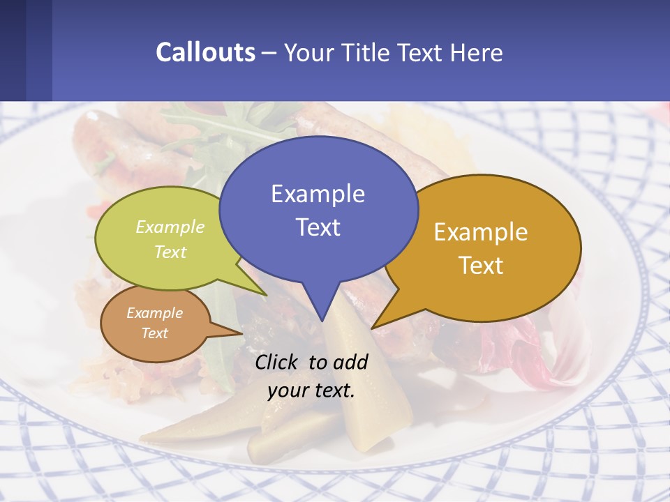 A Plate Of Food With Sausages And Vegetables On It PowerPoint Template