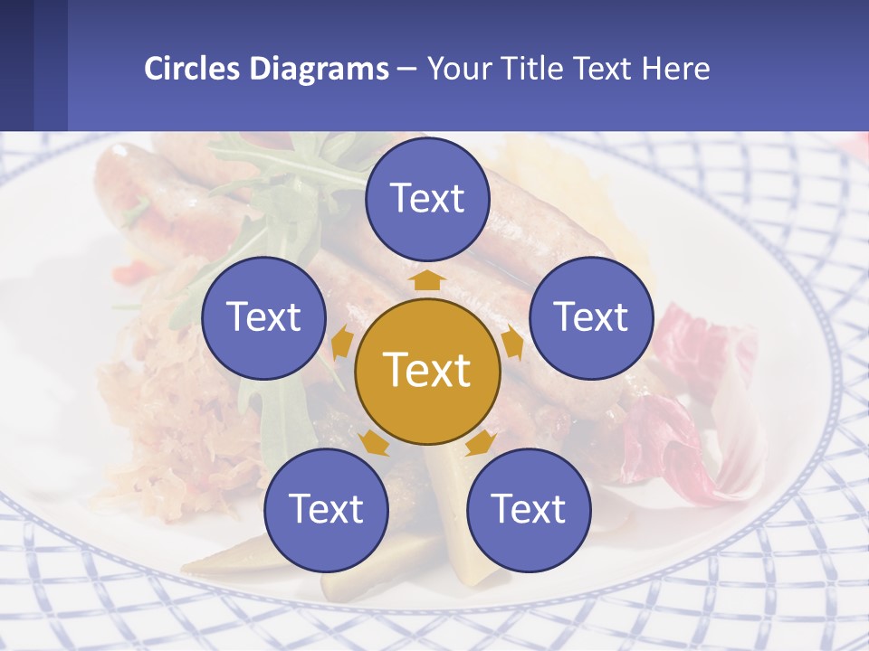 A Plate Of Food With Sausages And Vegetables On It PowerPoint Template