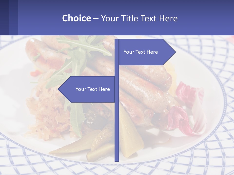 A Plate Of Food With Sausages And Vegetables On It PowerPoint Template