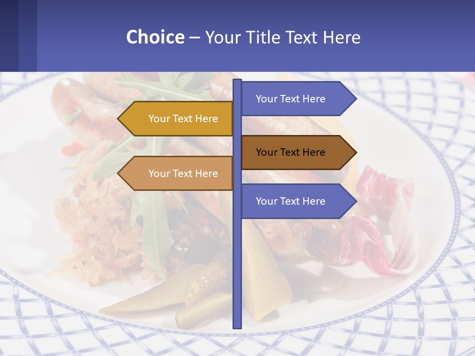 A Plate Of Food With Sausages And Vegetables On It PowerPoint Template