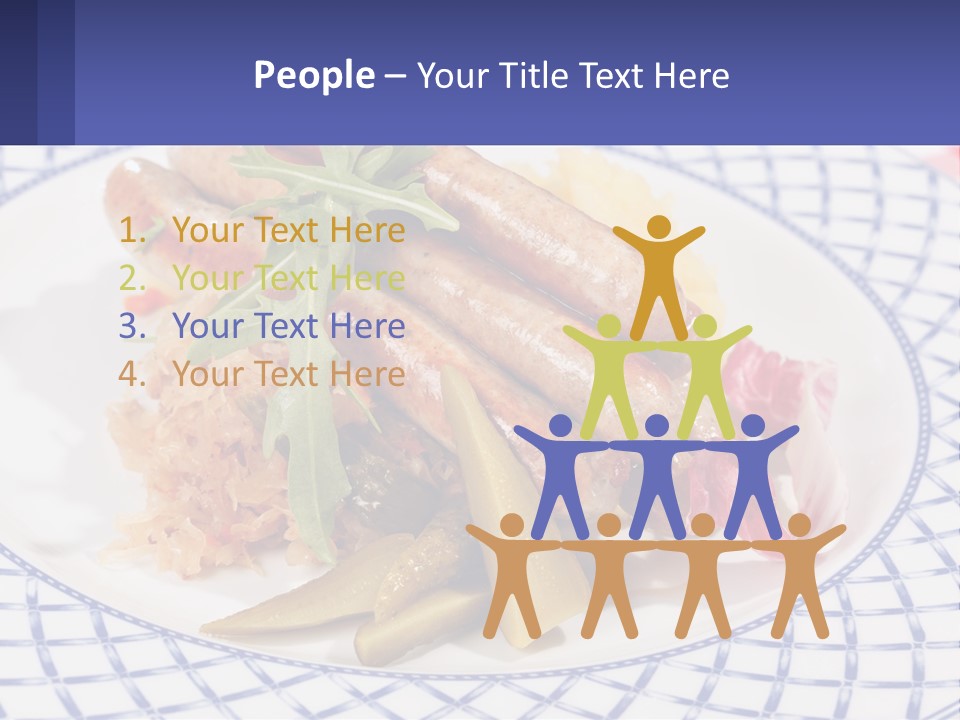 A Plate Of Food With Sausages And Vegetables On It PowerPoint Template