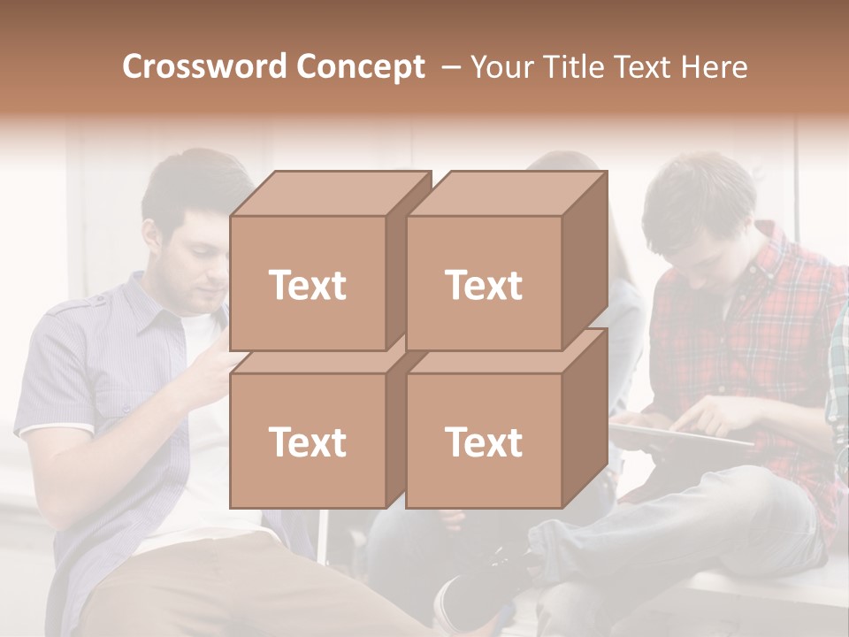 A Group Of People Sitting On A Bench Looking At Their Cell Phones PowerPoint Template