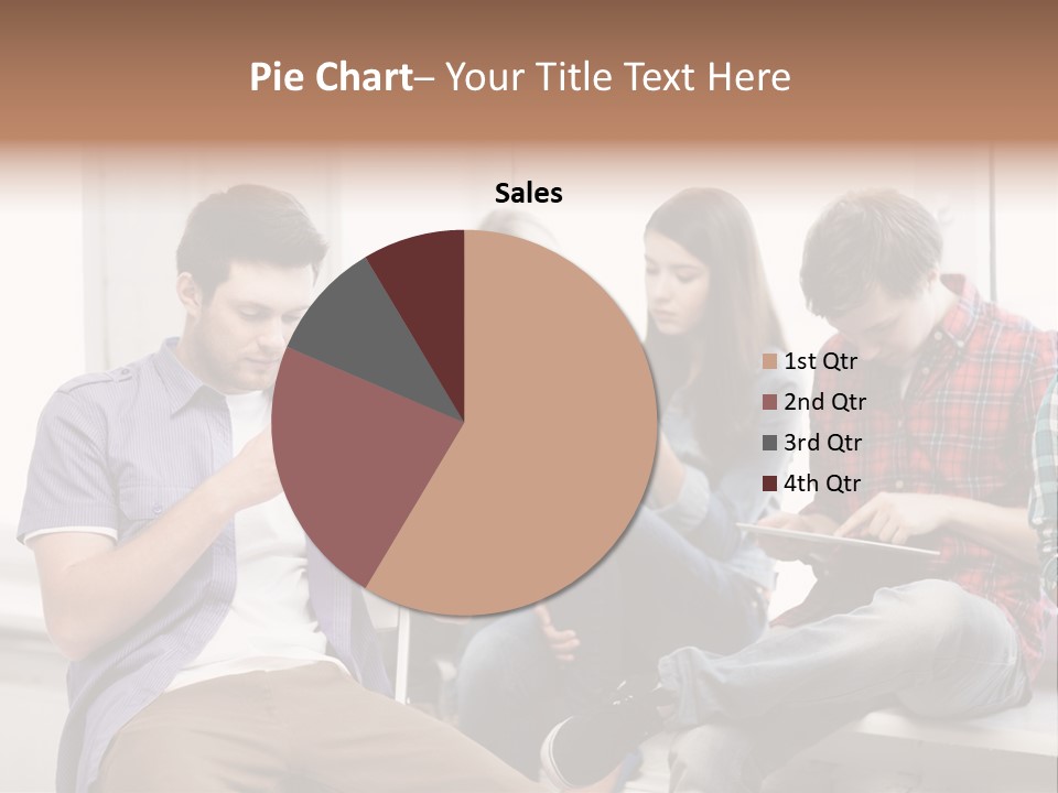 A Group Of People Sitting On A Bench Looking At Their Cell Phones PowerPoint Template