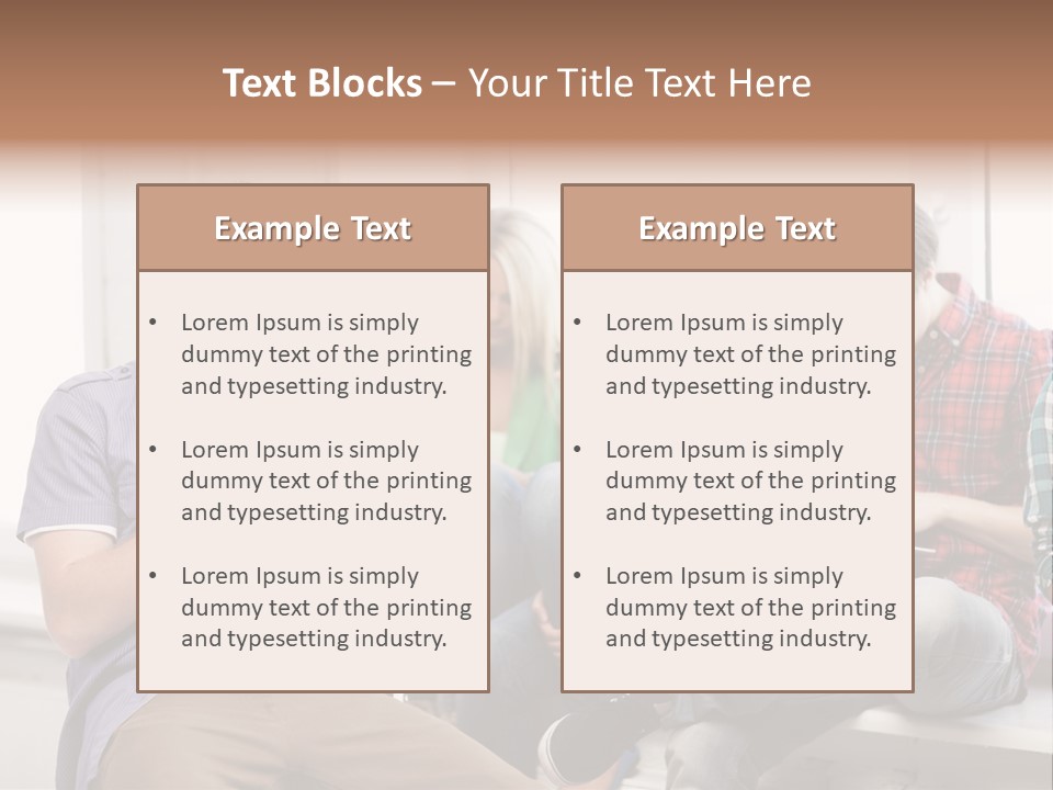 A Group Of People Sitting On A Bench Looking At Their Cell Phones PowerPoint Template