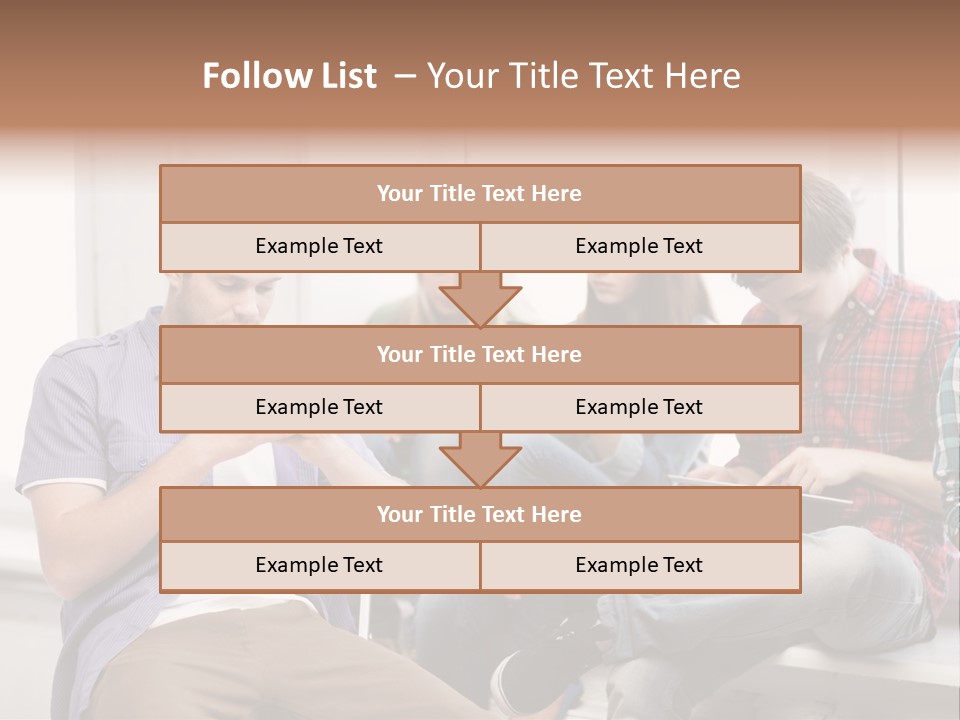 A Group Of People Sitting On A Bench Looking At Their Cell Phones PowerPoint Template