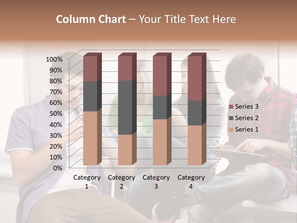 A Group Of People Sitting On A Bench Looking At Their Cell Phones PowerPoint Template