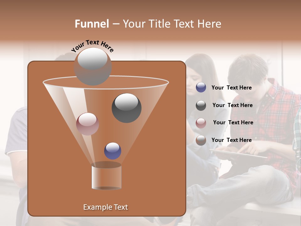 A Group Of People Sitting On A Bench Looking At Their Cell Phones PowerPoint Template