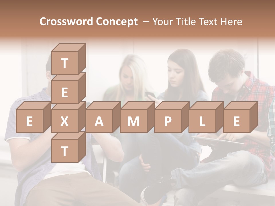 A Group Of People Sitting On A Bench Looking At Their Cell Phones PowerPoint Template