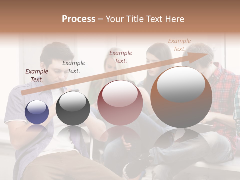 A Group Of People Sitting On A Bench Looking At Their Cell Phones PowerPoint Template