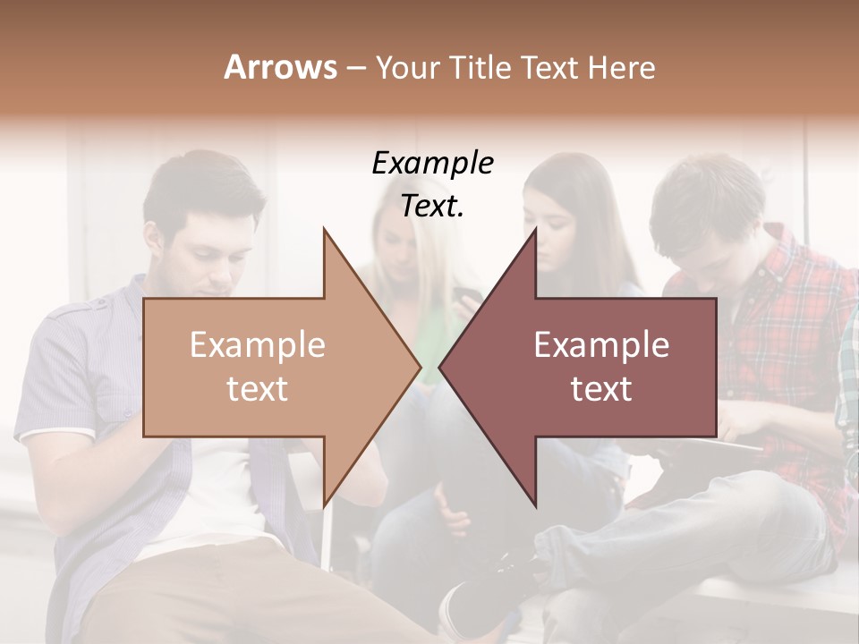 A Group Of People Sitting On A Bench Looking At Their Cell Phones PowerPoint Template