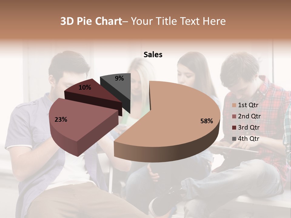 A Group Of People Sitting On A Bench Looking At Their Cell Phones PowerPoint Template
