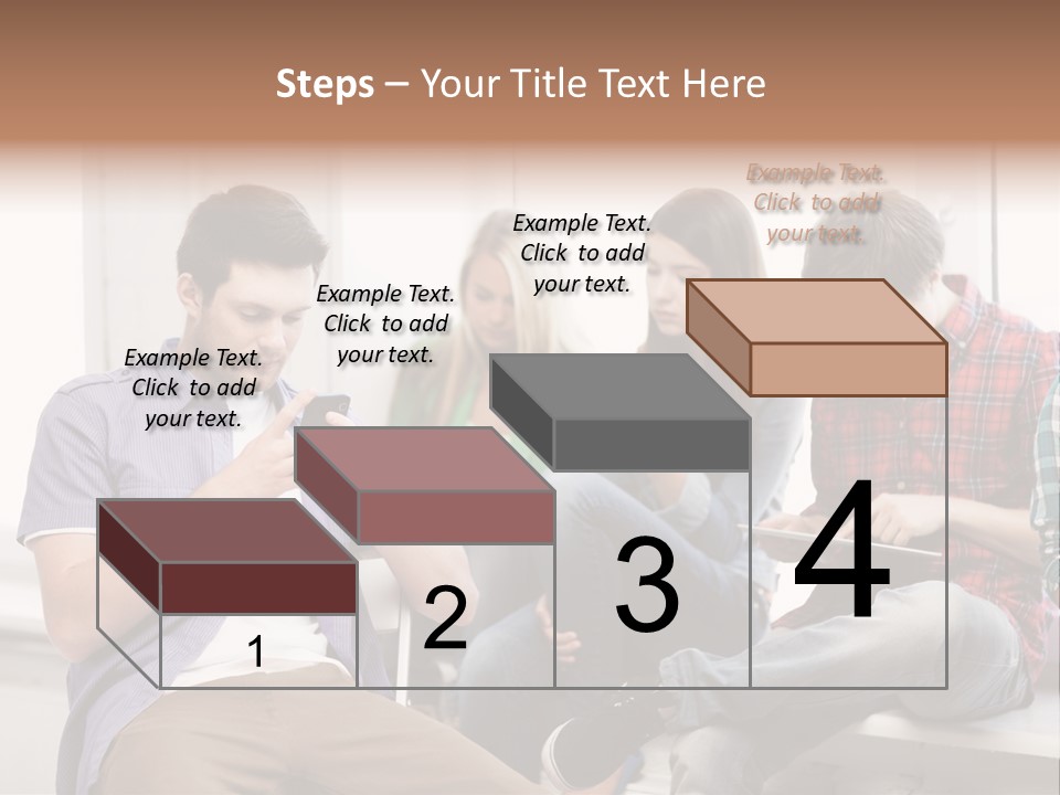 A Group Of People Sitting On A Bench Looking At Their Cell Phones PowerPoint Template