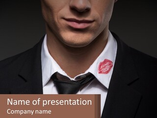 A Man In A Suit And Tie With A Name Tag PowerPoint Template