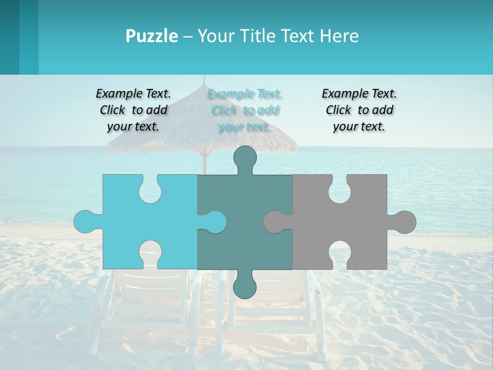Two Chairs And An Umbrella On A Beach PowerPoint Template