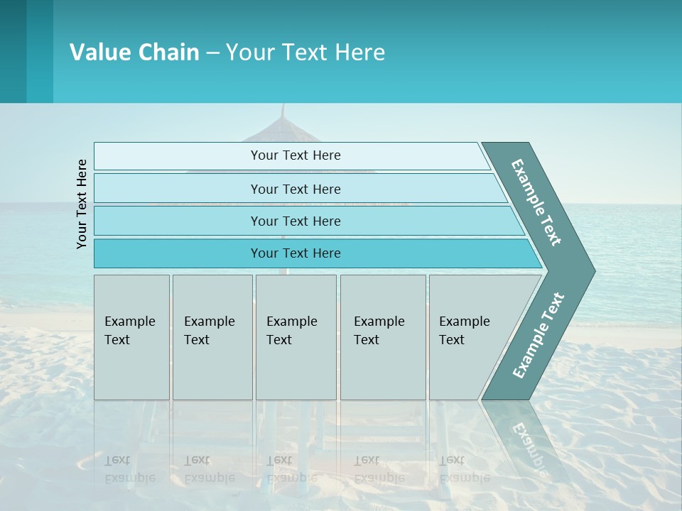 Two Chairs And An Umbrella On A Beach PowerPoint Template