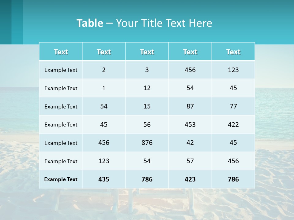 Two Chairs And An Umbrella On A Beach PowerPoint Template