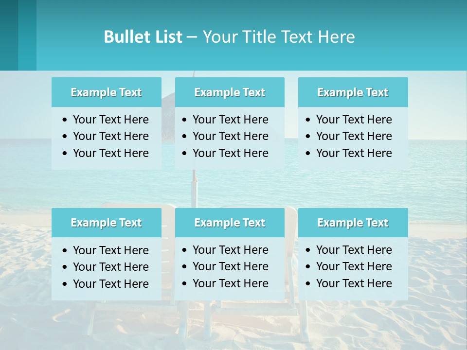 Two Chairs And An Umbrella On A Beach PowerPoint Template