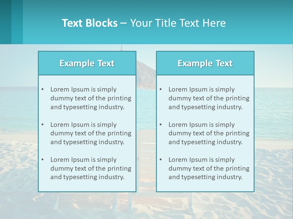 Two Chairs And An Umbrella On A Beach PowerPoint Template