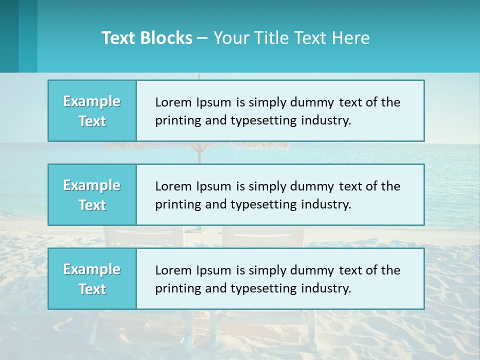 Two Chairs And An Umbrella On A Beach PowerPoint Template