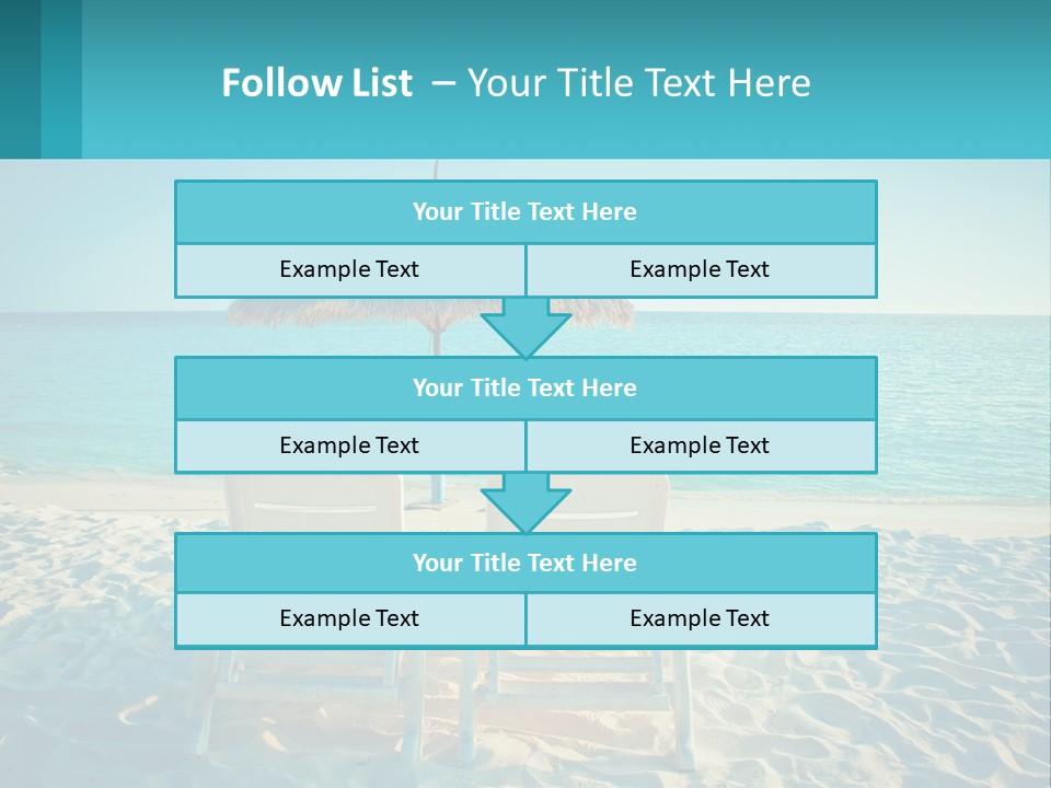 Two Chairs And An Umbrella On A Beach PowerPoint Template