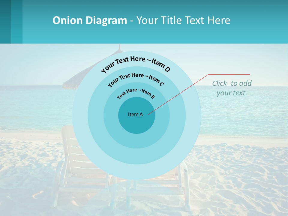Two Chairs And An Umbrella On A Beach PowerPoint Template