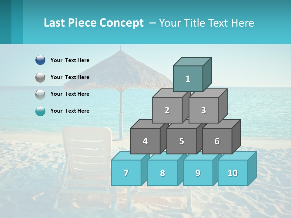 Two Chairs And An Umbrella On A Beach PowerPoint Template
