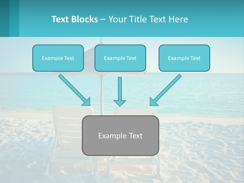 Two Chairs And An Umbrella On A Beach PowerPoint Template