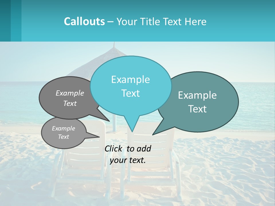 Two Chairs And An Umbrella On A Beach PowerPoint Template