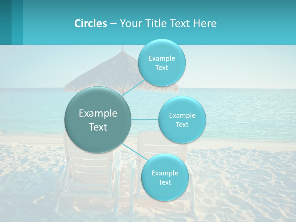 Two Chairs And An Umbrella On A Beach PowerPoint Template