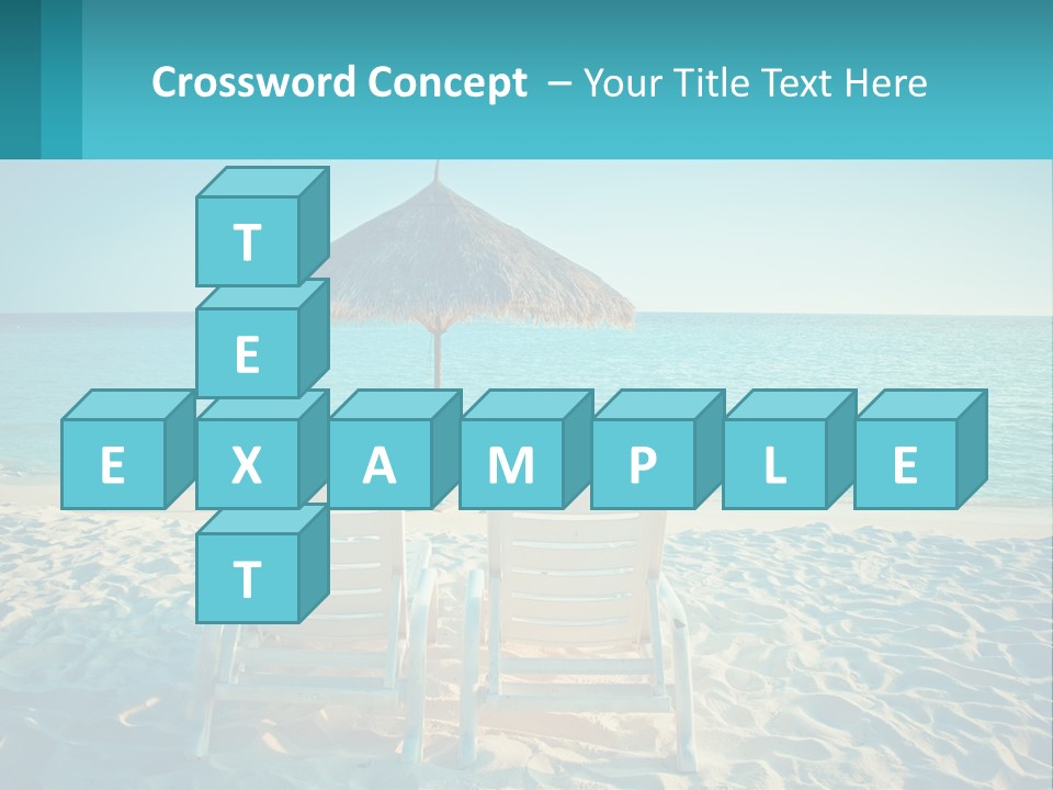 Two Chairs And An Umbrella On A Beach PowerPoint Template