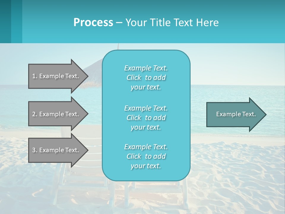 Two Chairs And An Umbrella On A Beach PowerPoint Template