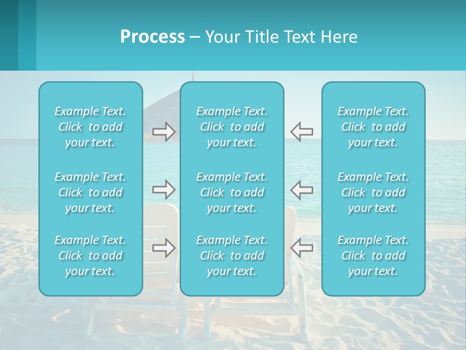 Two Chairs And An Umbrella On A Beach PowerPoint Template
