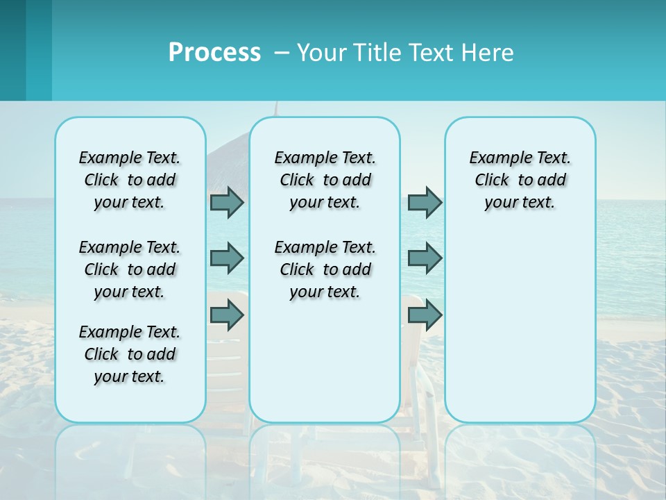 Two Chairs And An Umbrella On A Beach PowerPoint Template