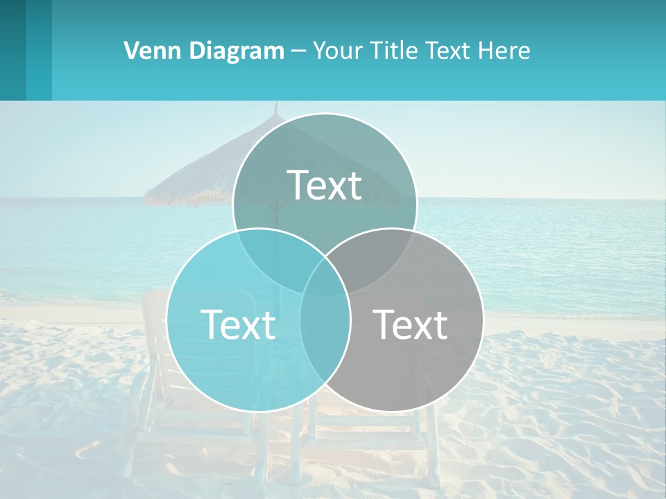 Two Chairs And An Umbrella On A Beach PowerPoint Template