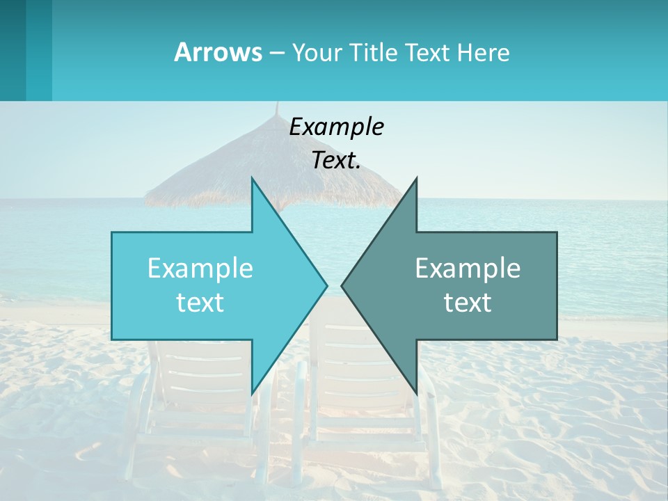 Two Chairs And An Umbrella On A Beach PowerPoint Template