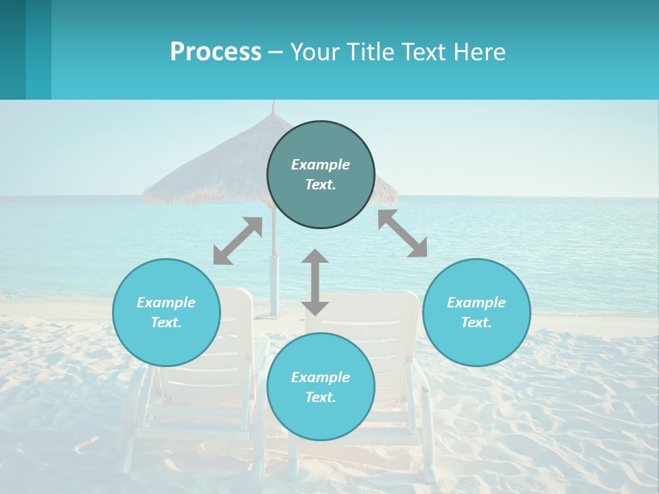 Two Chairs And An Umbrella On A Beach PowerPoint Template