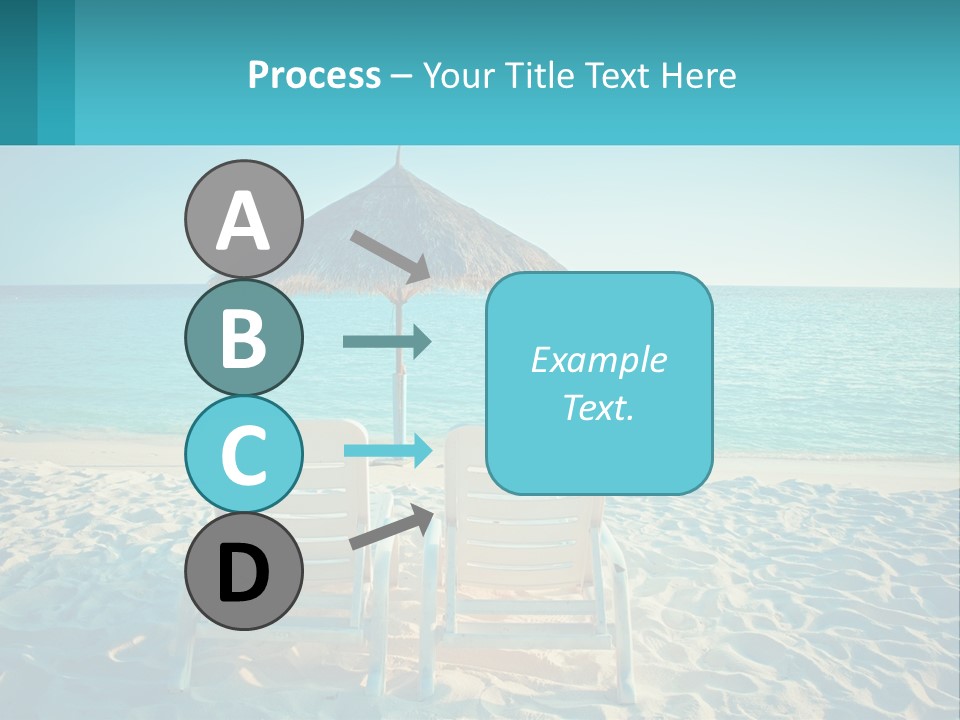 Two Chairs And An Umbrella On A Beach PowerPoint Template