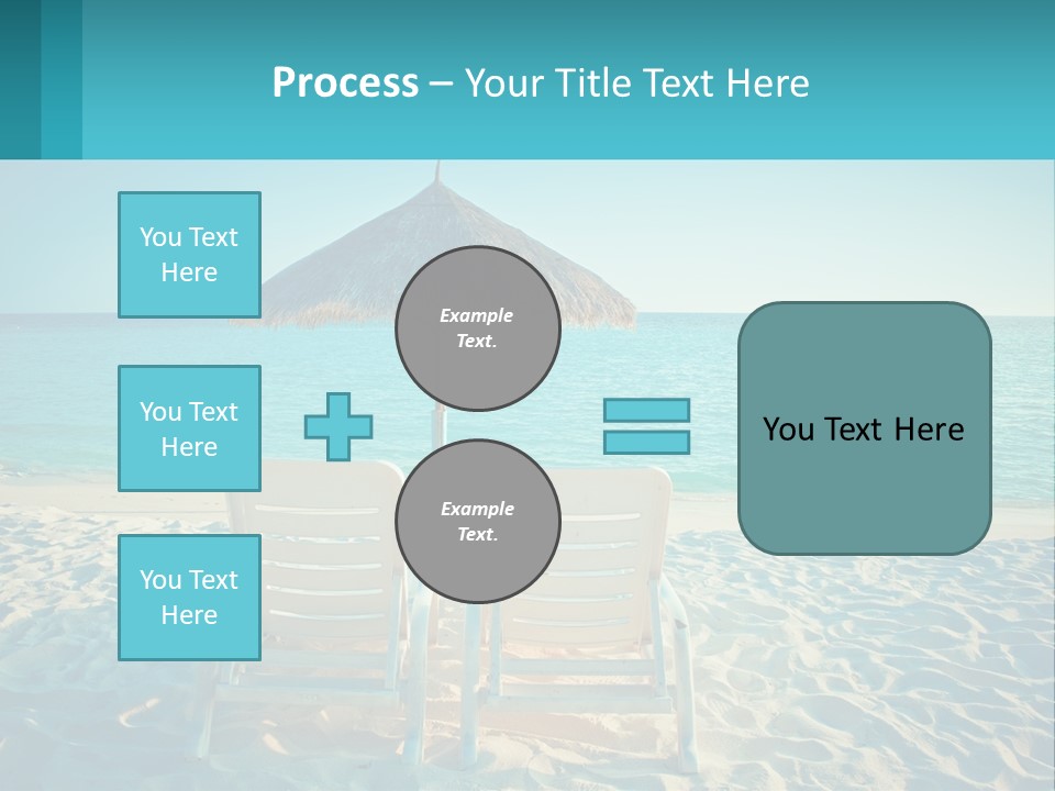 Two Chairs And An Umbrella On A Beach PowerPoint Template