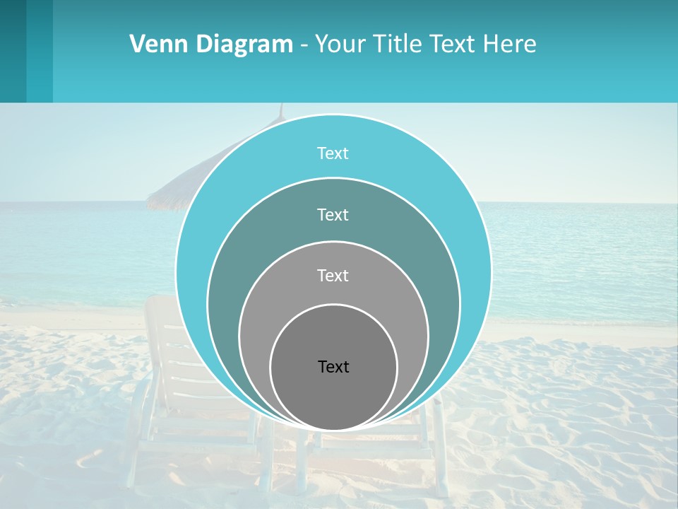 Two Chairs And An Umbrella On A Beach PowerPoint Template