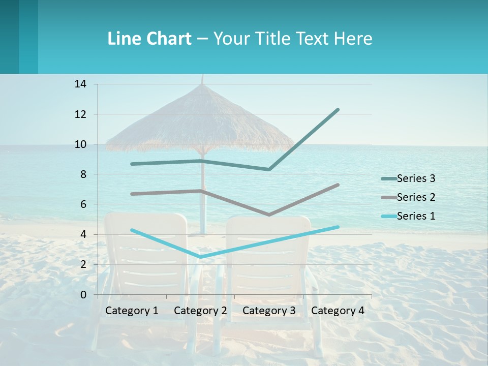 Two Chairs And An Umbrella On A Beach PowerPoint Template