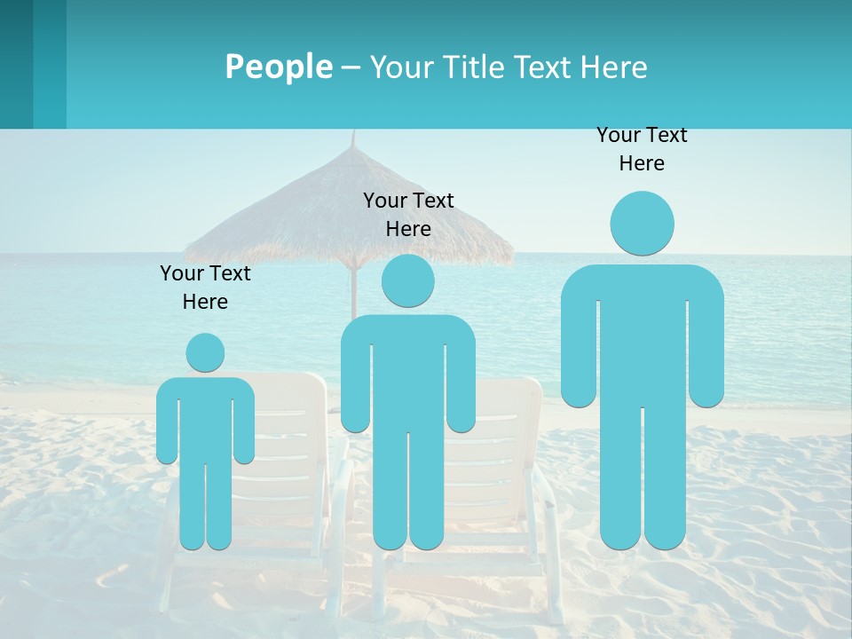 Two Chairs And An Umbrella On A Beach PowerPoint Template