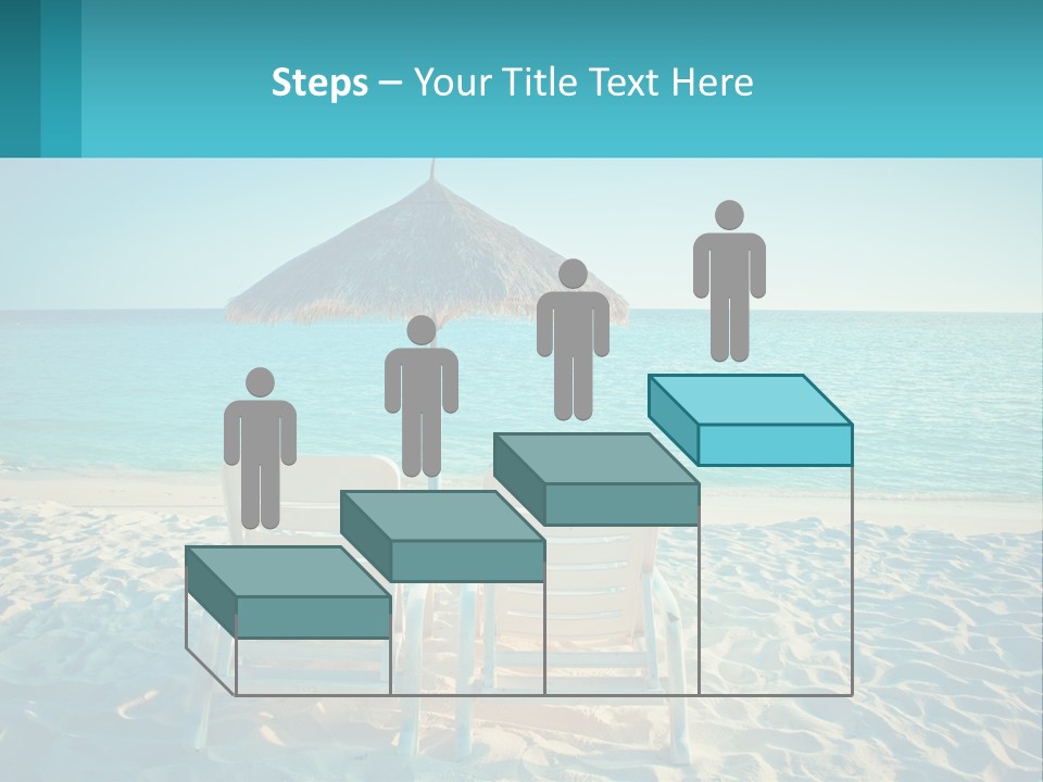 Two Chairs And An Umbrella On A Beach PowerPoint Template