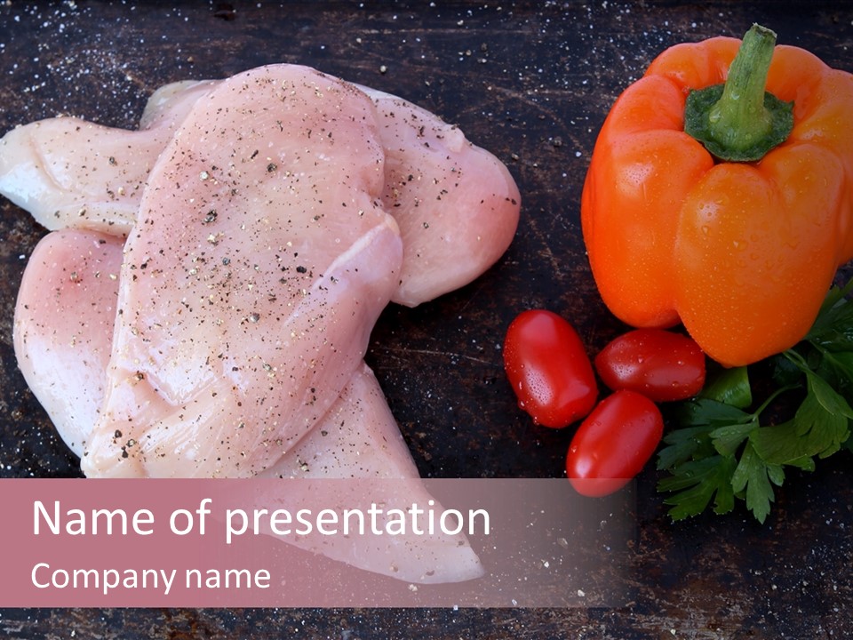 A Piece Of Chicken Next To A Pile Of Vegetables PowerPoint Template