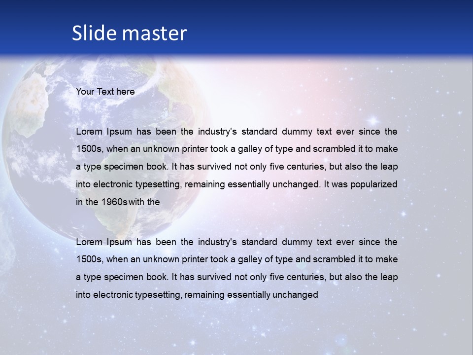 A Picture Of The Earth With Stars In The Background PowerPoint Template
